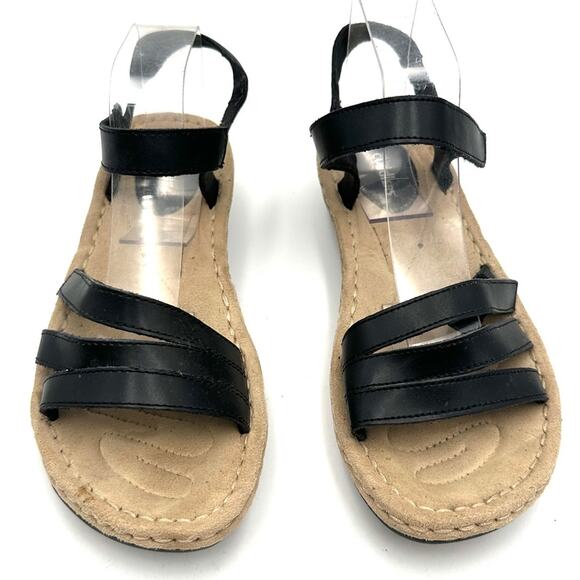 Cobbie Cuddlers Ritza Platform Wedge Sandals Black LEATHER - SIZE 9.5 - Picture 1 of 7